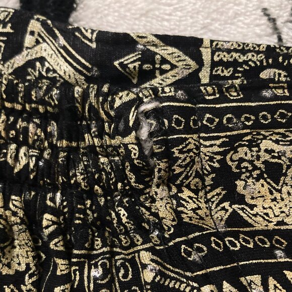 GREENLIGHT Vintage black gold geometric nature print full skirt ~ SMALL MEDIUM - Picture 10 of 11
